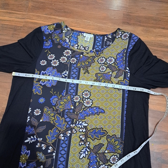 Spense | Floral blouse yellow, blue & black / long sleeve women's top - Picture 11 of 13